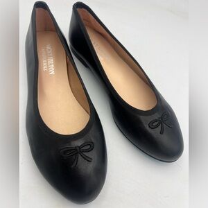 Nicky Hilton X French Sole Kathy Black Leather Ballet Flats SZ 7.5 Made In Spain